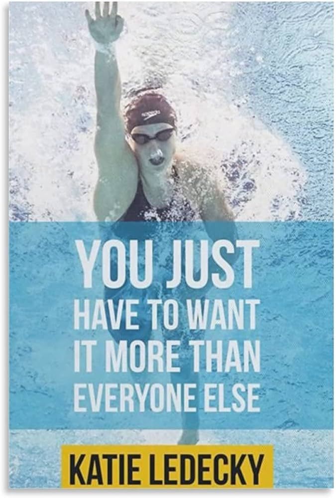 BEIXI Great Swimmers Katie Ledecky Quotations Poster Poster Cool Artworks Painting Wall Art Canva... | Amazon (US)
