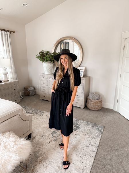 $34 linen blend dresses that remind me of a dress selling right now at another retailer for $158!! They have comfortable, stretchy sleeves, a stretchy waistband, are a perfect modest length, and have pockets! Pair with one of these $11 hats and $24.99 slides and you'll look incredible!

#LTKparties #LTKfindsunder50 #LTKsalealert