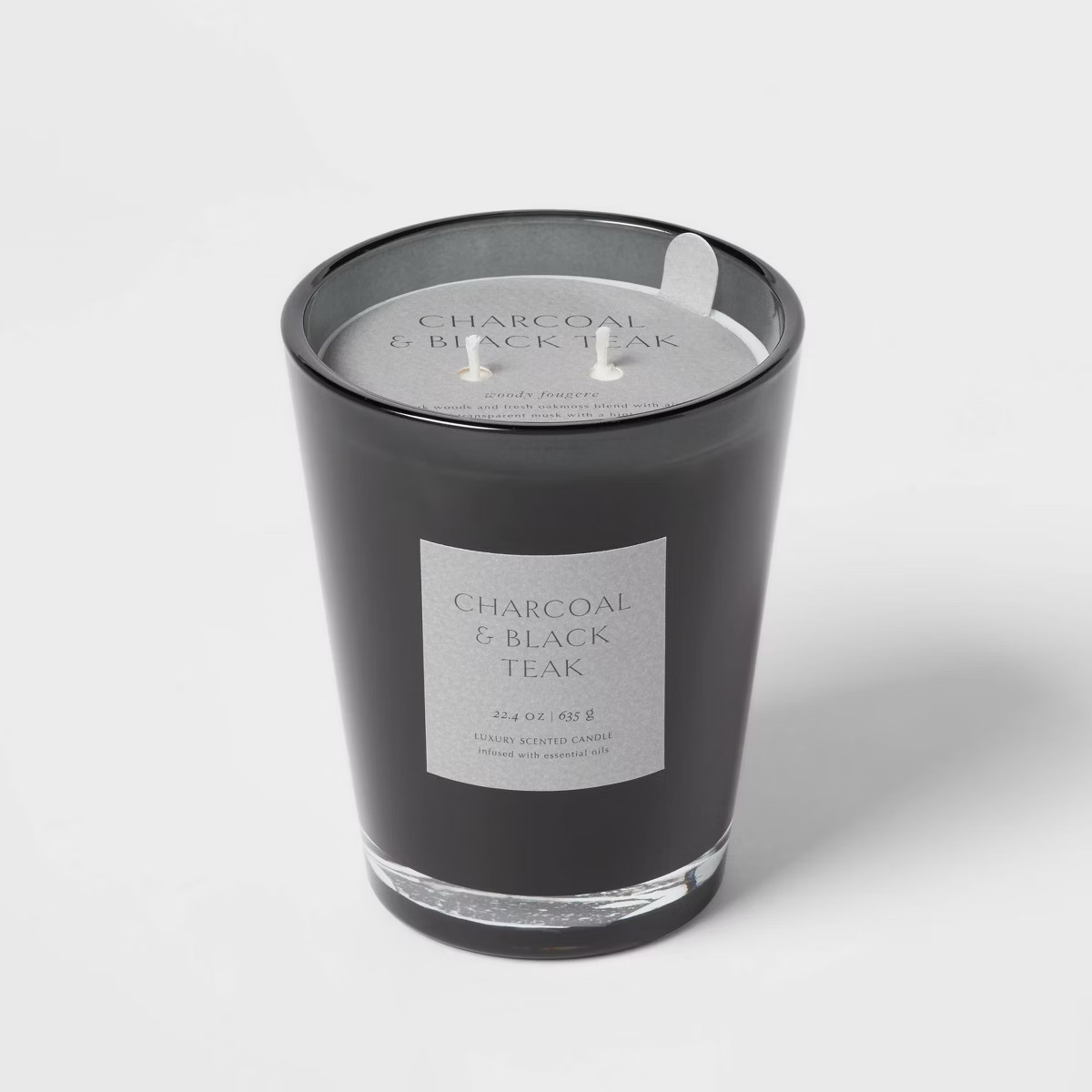 Colored Vase Glass with Dustcover & Black Teak Candle Black - Threshold™ | Target