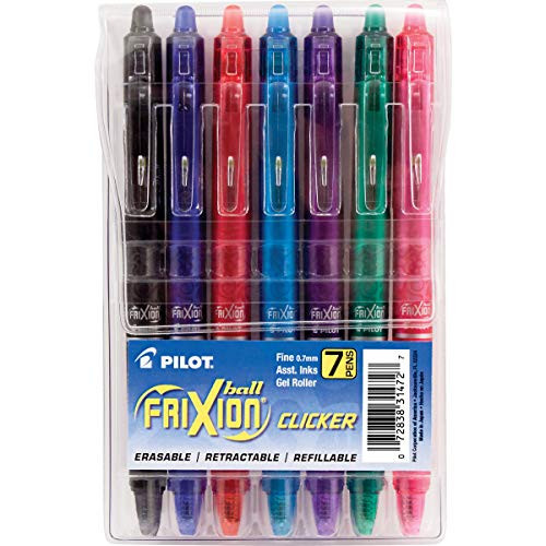 Pilot FriXion Erasable Gel Pens, Fine Point 0.7 mm Erasable Pens, Pack of 7 Assorted Colors | Amazon (US)