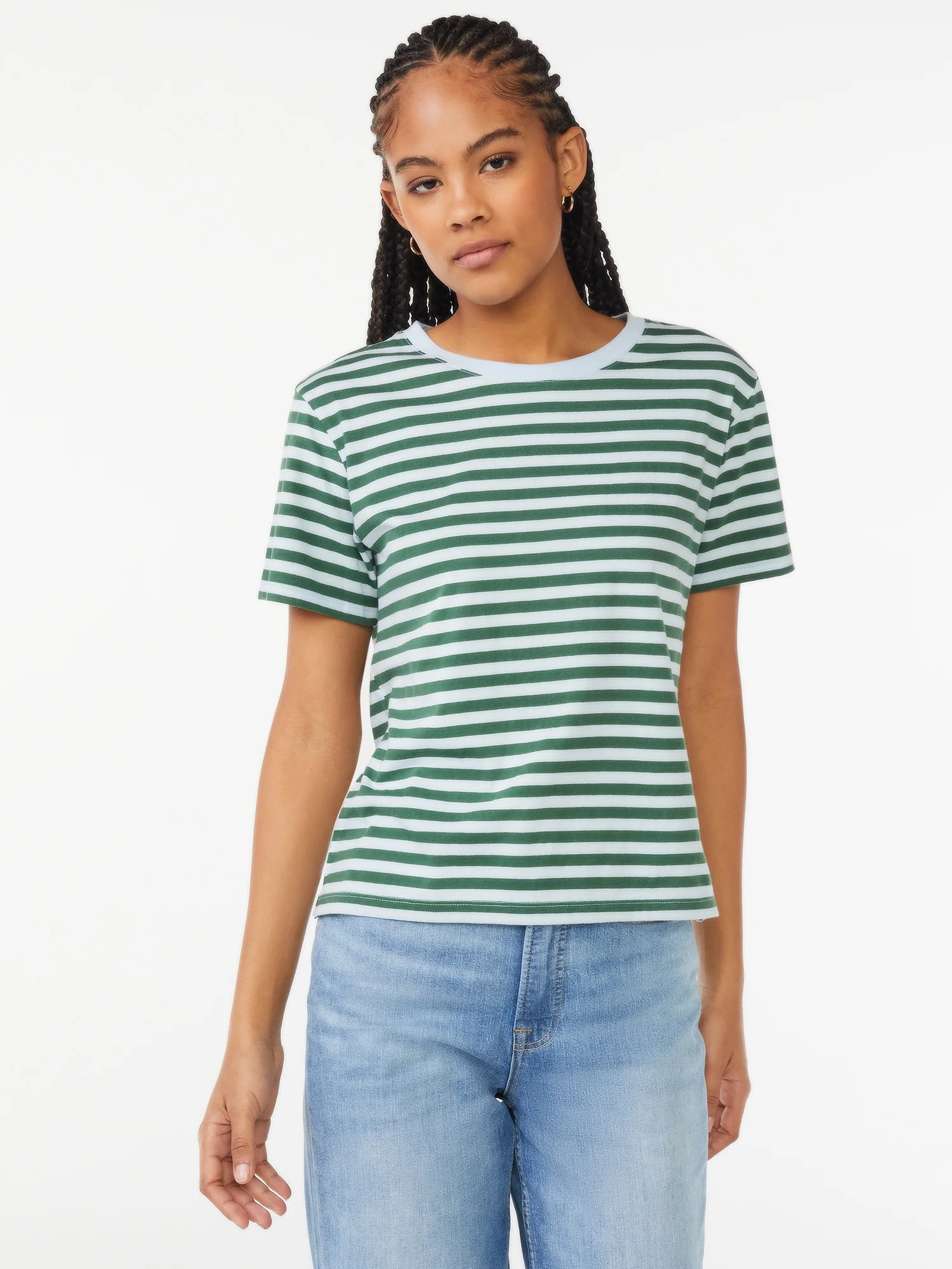 Free Assembly Women's Crop Box Tee with Short Sleeves, Sizes XS-XXXL | Walmart (US)