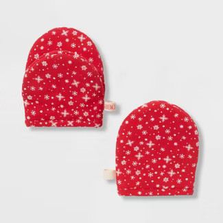 2pk Cotton Snowflakes Mini Oven Mitts - Threshold™ | Target