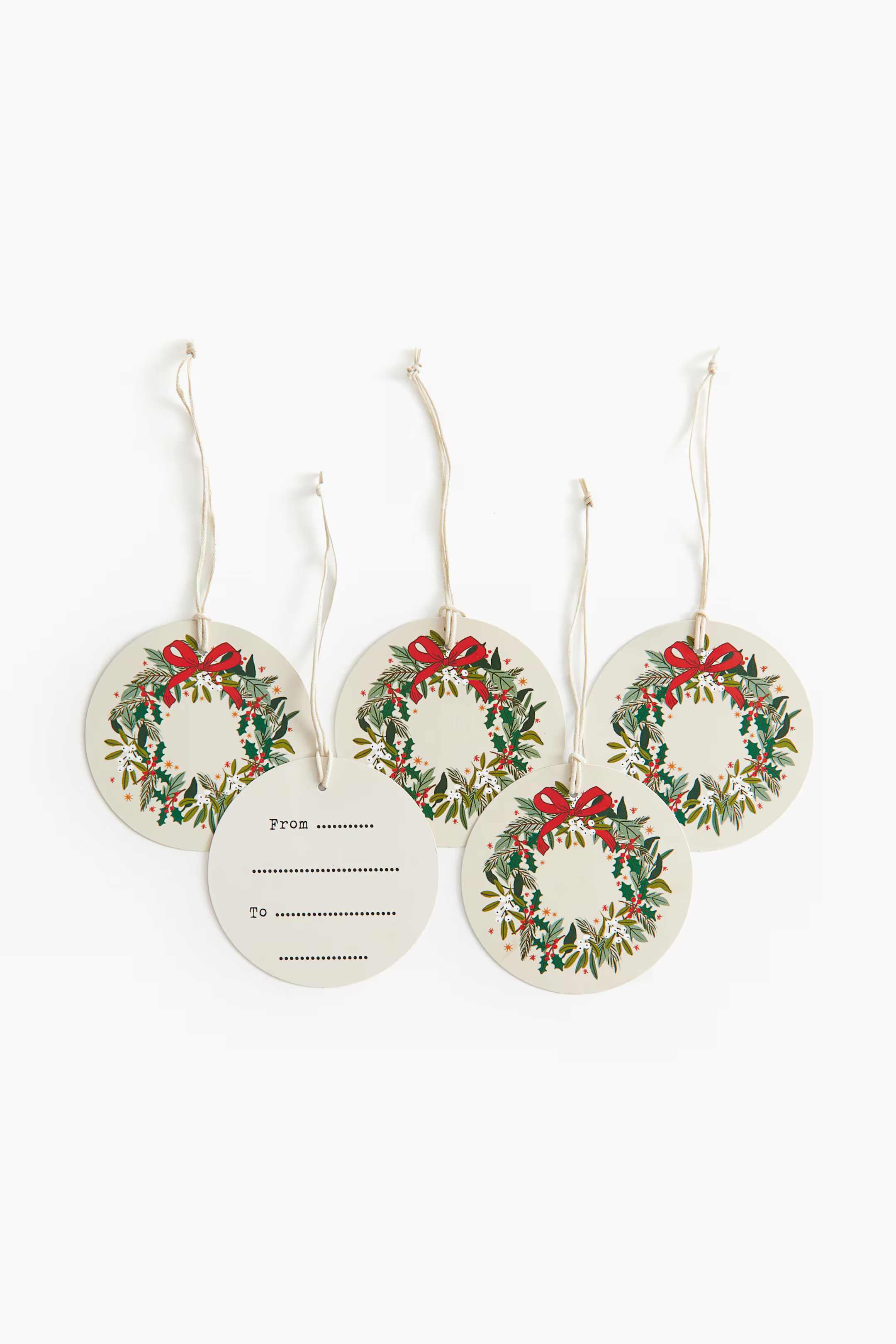 5-pack Gift Tags - Light beige/Christmas wreath - Home All | H&M US | H&M (US + CA)