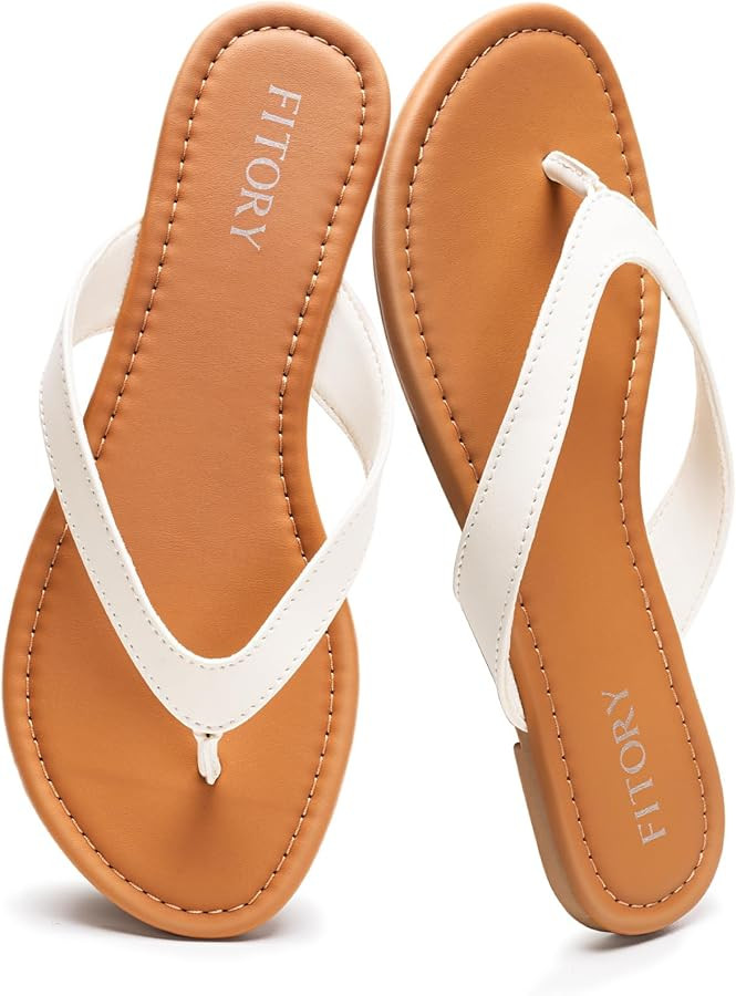 FITORY Women's Casual Flip Flops,Comfortable Thong Walking Slide,Summer Beach Flat Sandals for In... | Amazon (US)