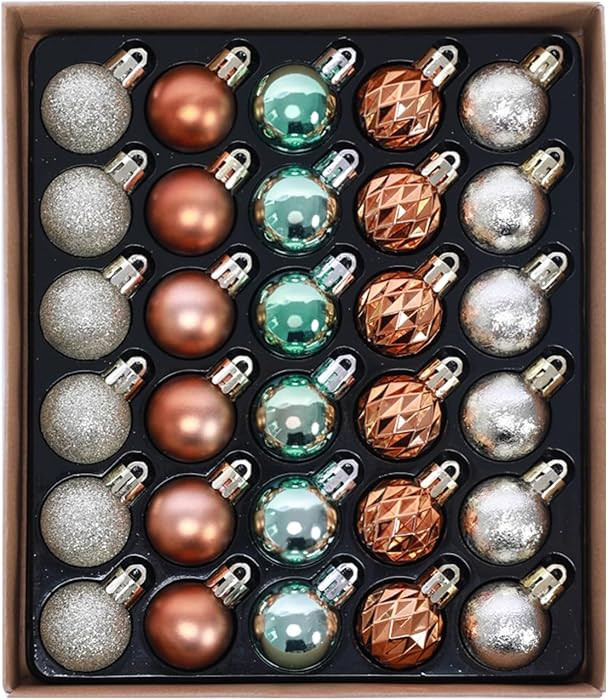 30ct Christmas Ornaments Tree Decorations Set-1.18 Inch Green Copper Gold Shatterproof Decorative... | Amazon (US)