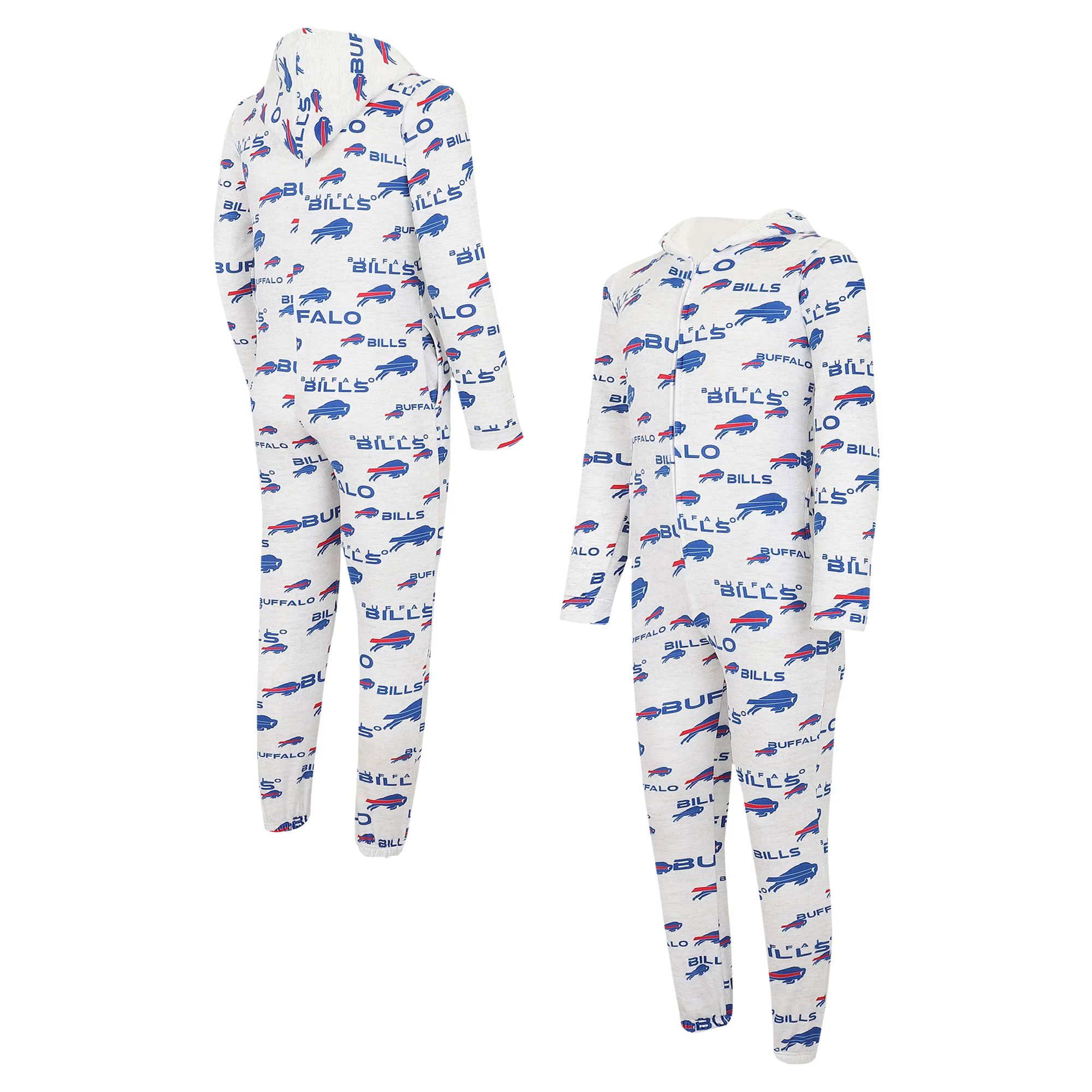 Men's Buffalo Bills Concepts Sport White Allover Print Docket Union Full-Zip Hooded Pajama Suit | NFL Shop