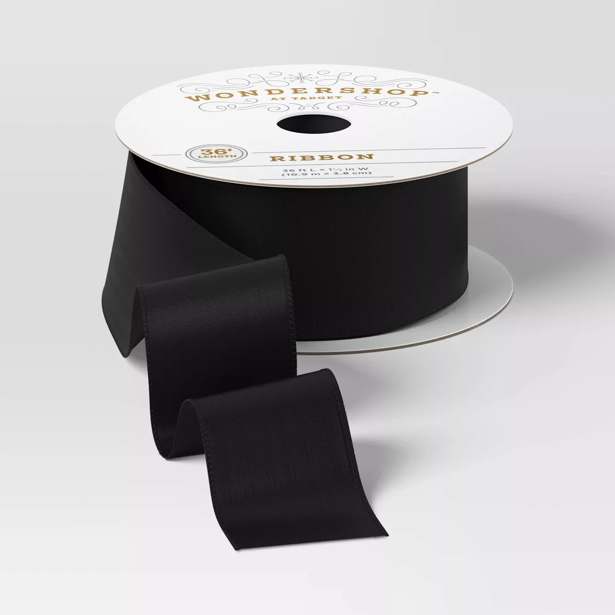 1.5" Satin Fabric Christmas Ribbon 36' Black - Wondershop™ | Target