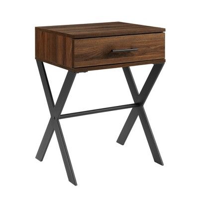 Nia Rustic Modern 1 Drawer X Leg Side Table - Saracina Home | Target