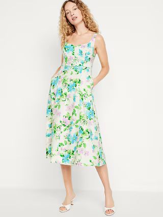 Fit & Flare Sleeveless Midi Dress | Old Navy (US)