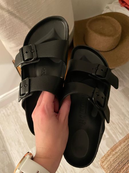 The Birkenstock EVA Sandal is hands down one of the best purchases I’ve made this summer. They’re SO comfortable and I love the black. 

Summer sandal, Birkenstock, black Birkenstock, summer outfit, sandals, black sandals 

#LTKFindsUnder50 #LTKShoeCrush #LTKSwim