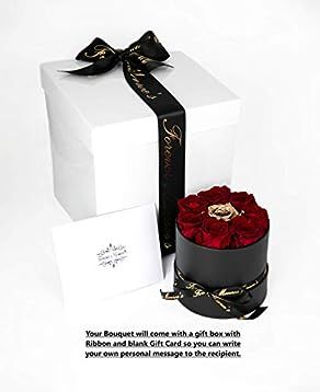 Forever Monroe's Preserved Real Red & Silver Roses in a round box, Long Lasting Luxury Roses that... | Amazon (US)