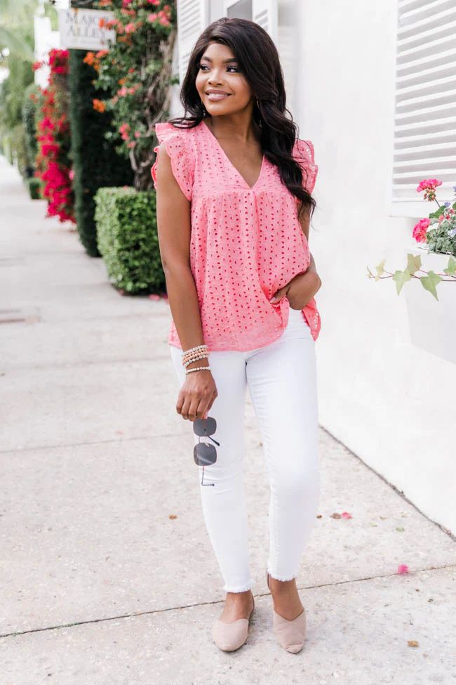 Loving Soul Eyelet Babydoll Pink Blouse | The Pink Lily Boutique