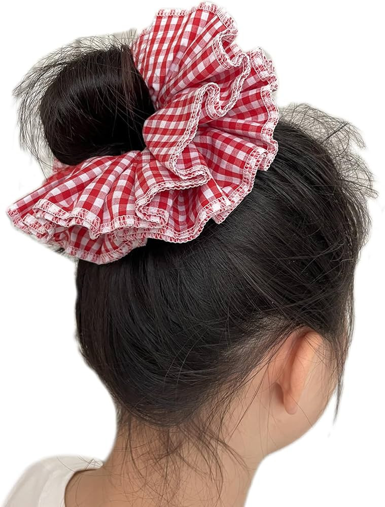 Layered Lace Trim Hair Scrunchies Oversized Elastic Hair Ropes Soft Hair Ropes Spring Hair Access... | Amazon (US)