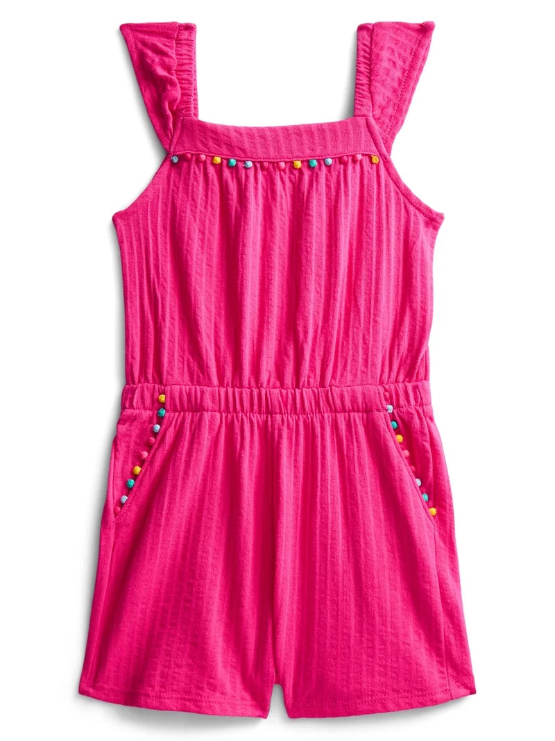 Wonder Nation Toddler Girls Ruffle-Strap Romper, Sizes 12M–5T | Walmart (US)