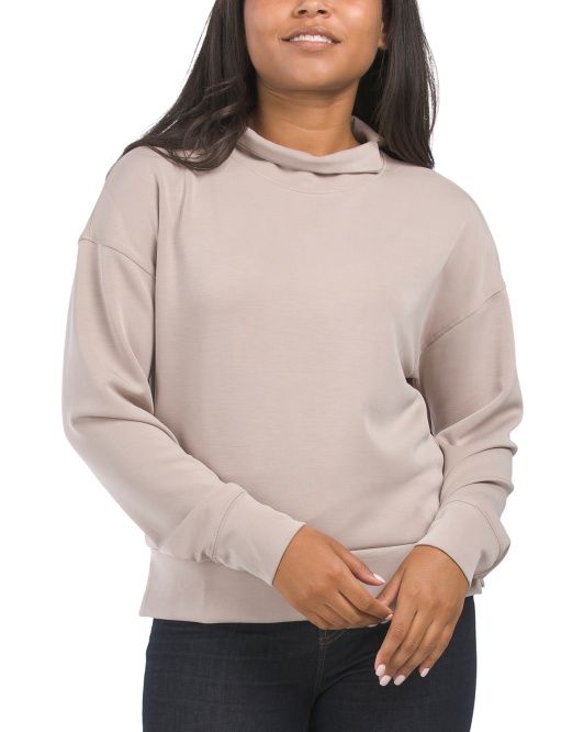 Luxe Scuba Vent Mock Neck Pull Over Top | TJ Maxx