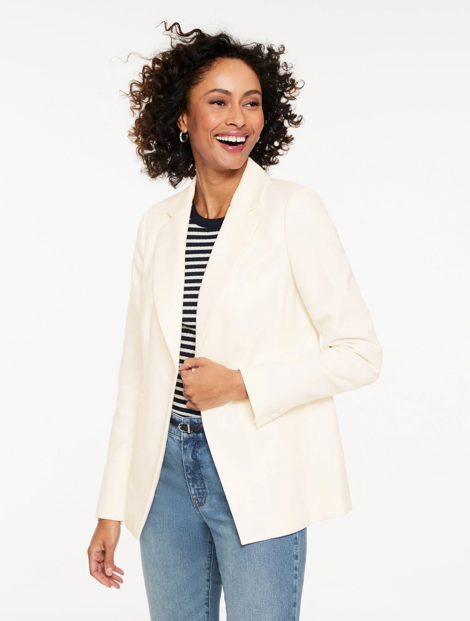 Single Button Twill Blazer | Talbots