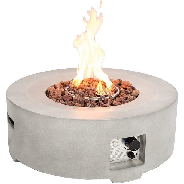 UIXE 30" Outdoor Gas Fire Pit Table, 40,000 BTU Concrete Propane  Round Firepit W/Lava Rock &  Co... | Walmart (US)