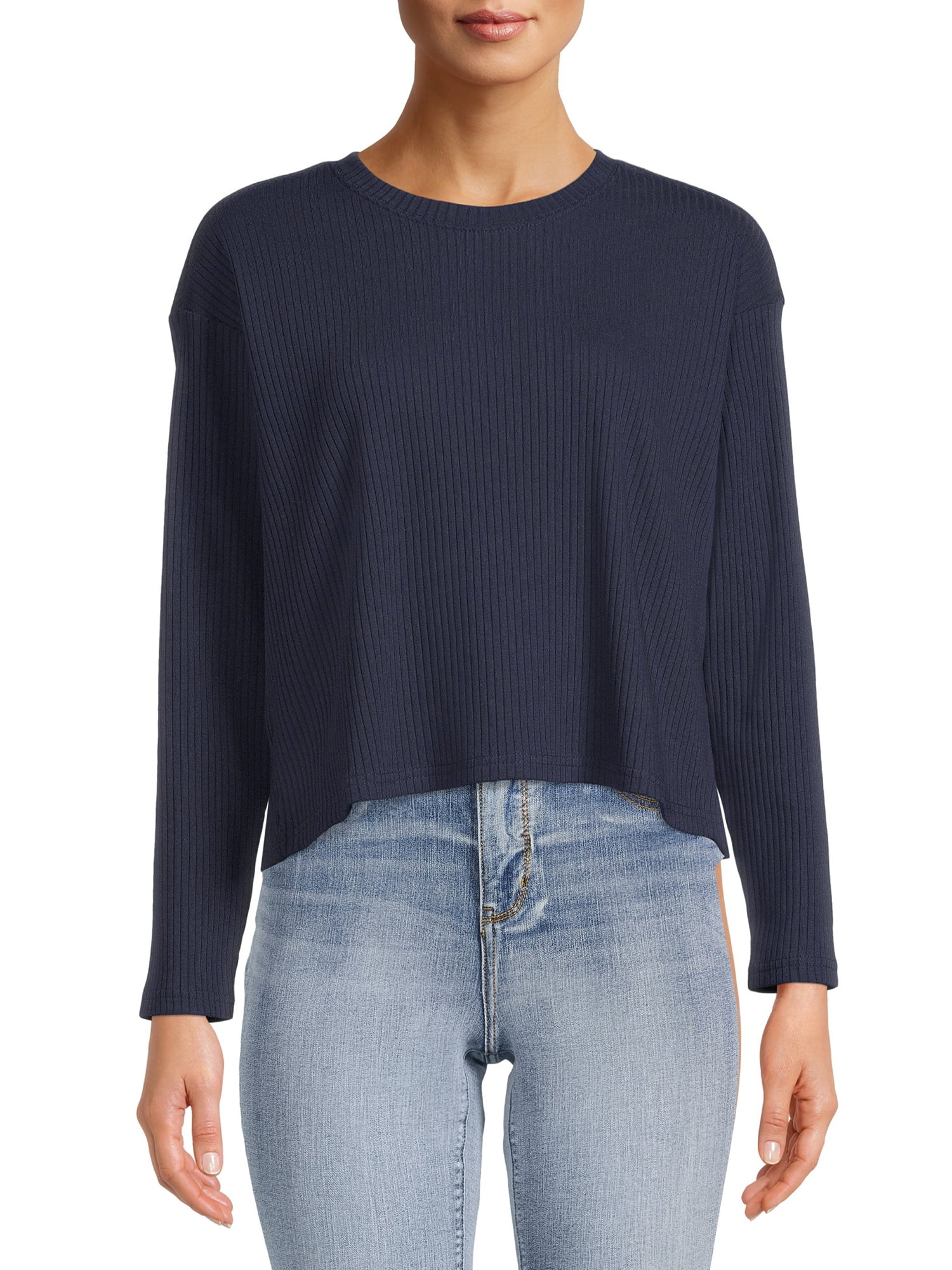 Time And Tru Women's Long Sleeve Crewneck Top - Walmart.com | Walmart (US)