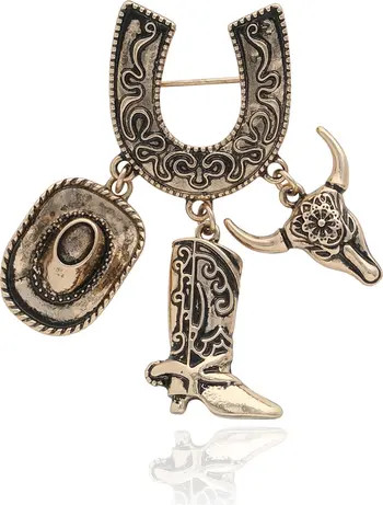 Gold-Tone Rodeo Brooch with Western Charms | Nordstrom