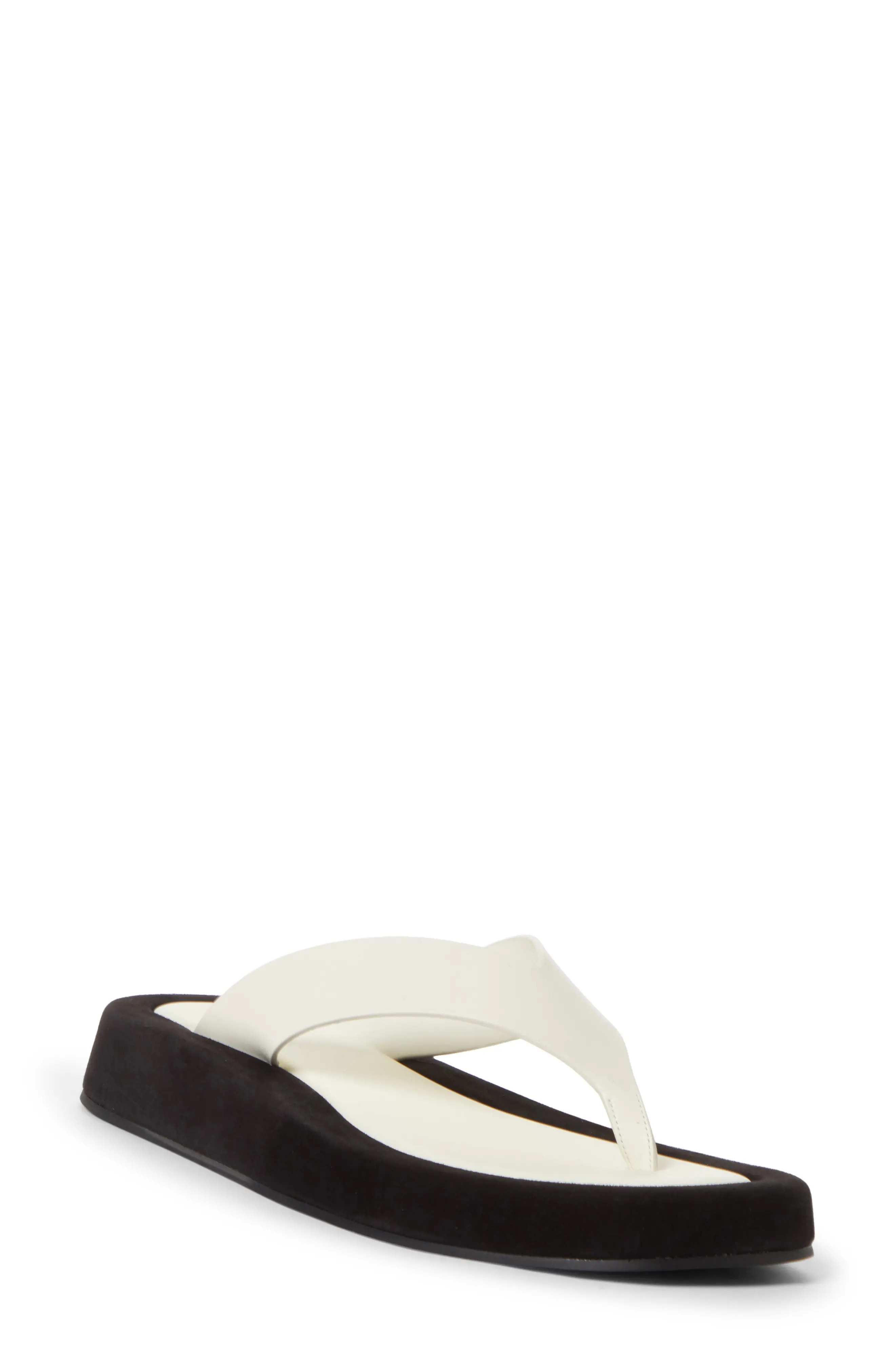 The Row Ginza Flip Flop in Natural - Black at Nordstrom, Size 36.5 | Nordstrom