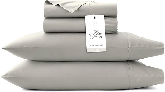 BOLL & BRANCH Percale Hemmed Sheet Set - Cooling Breathable Bed Sheets for Hot Sleepers - Twin, P... | Amazon (US)