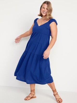 Tiered Seersucker All-Day Dress for Women | Old Navy (US)