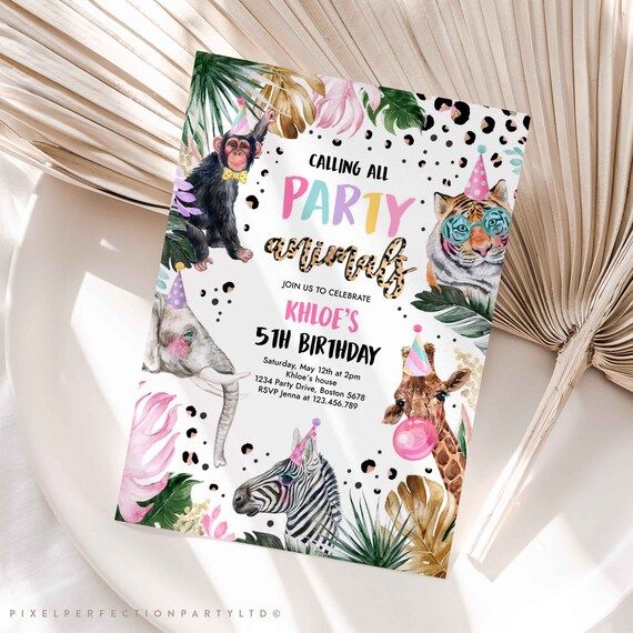 Editable Party Animals Birthday Invitation Leopard Print - Etsy | Etsy (US)
