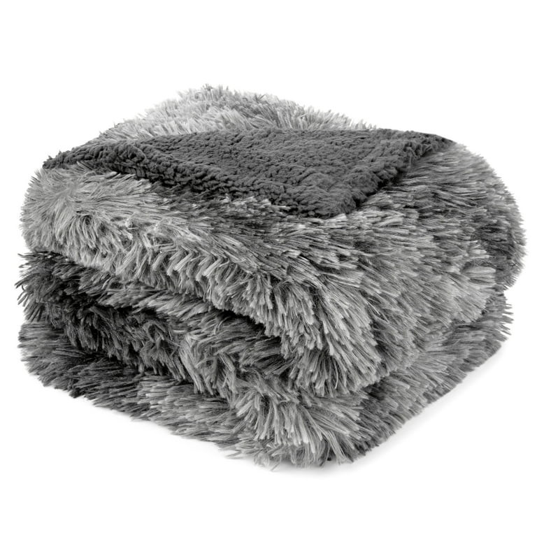 PAVILIA Gray Fluffy Throw Blanket for Couch, Twin Bed, Fuzzy Blanket for Women Men, Furry Plush W... | Walmart (US)