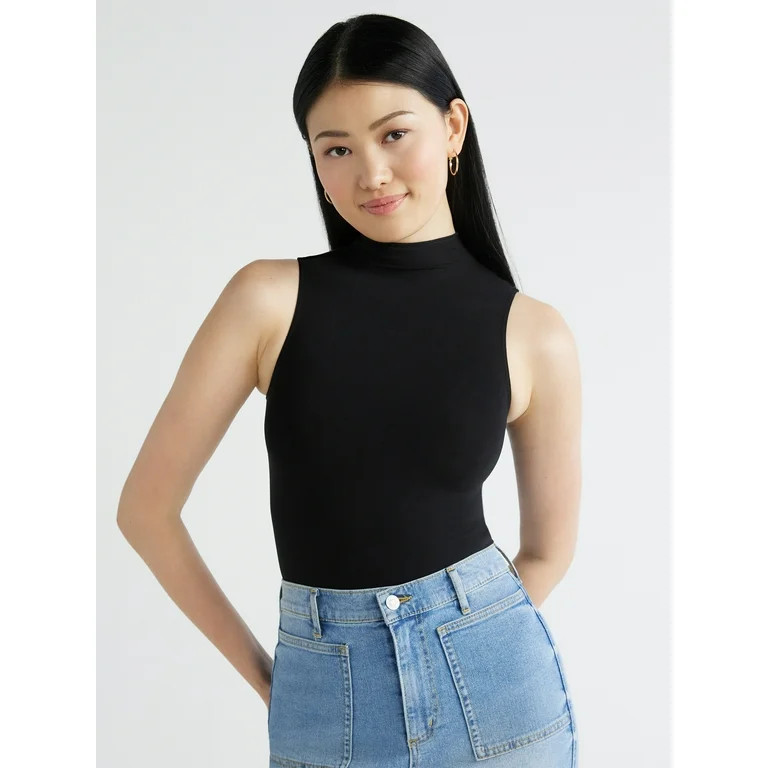 Scoop Women's Seamless Mock Neck Sleeveless Bodysuit, Sizes XS-XXL | Walmart (US)