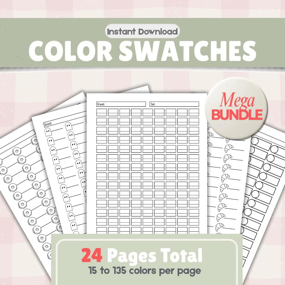 Color Swatch Chart Printable | 24 Printable Marker & Pencil Swatch Pages | Test and Label Colors ... | Etsy (US)