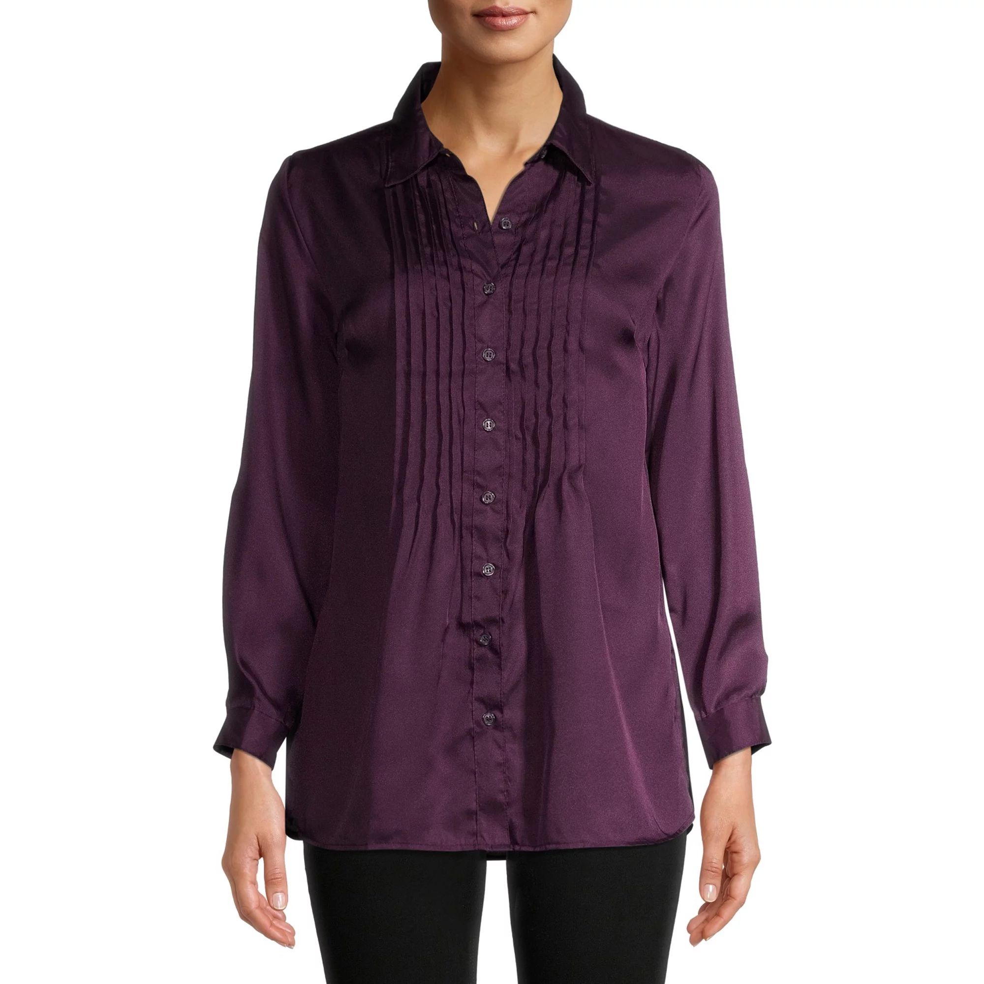 White Stag Womens Pleated Woven Blouse - Walmart.com | Walmart (US)