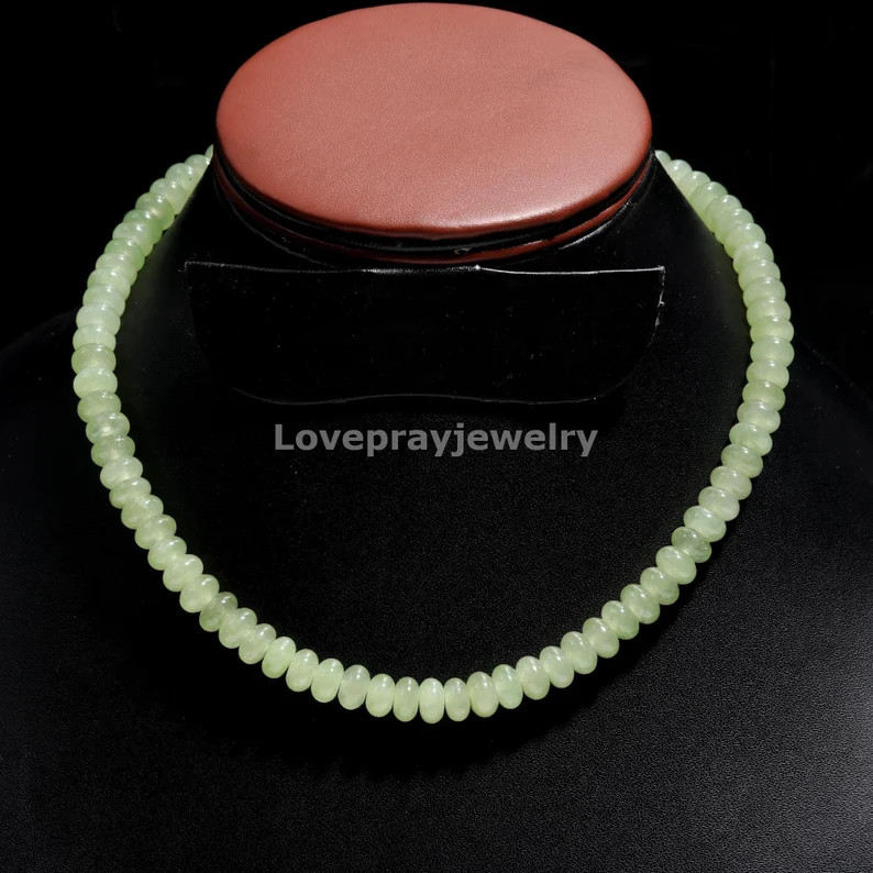 Green Aventurine Necklace, 8mm Smooth Rondelle Gemstone Beaded Necklace, Stone of Opportunity, Go... | Etsy (US)