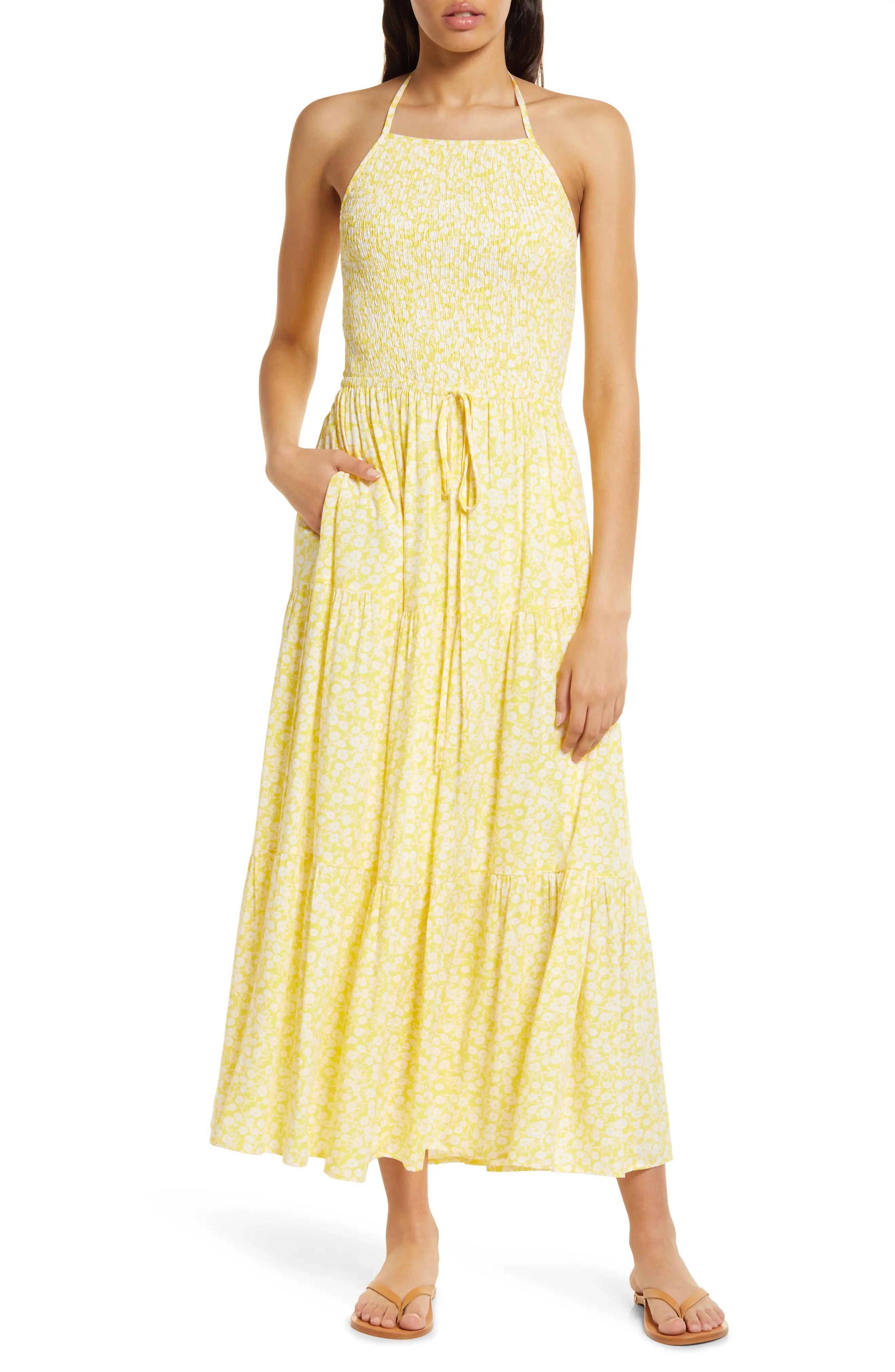 Lost + Wander Sweet Summer Daze Floral Print Maxi Dress in Yellow White at Nordstrom, Size Large | Nordstrom