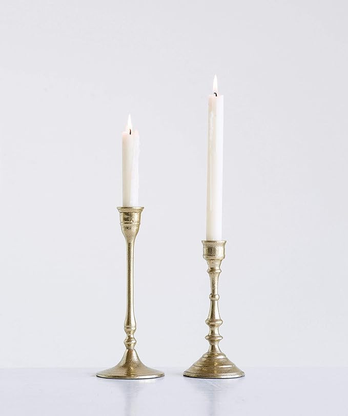 Creative Co-Op Decorative Gold Aluminum Taper (Set of 2 Sizes) Candle Holder | Amazon (US)