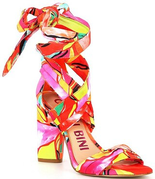 Gianni Bini Astraahh Abstract Print Ankle Wrap Dress Sandals | Dillard's | Dillard's