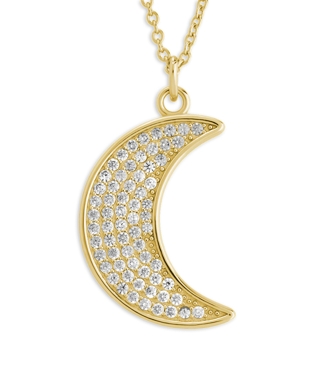 Pave CZ Moon Crescent Pendant | Sterling Forever