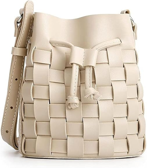TIJN Woven Bucket Bag for Women Luxury Satchel Handbag with Vegan Leather Mini Crossbody Bag-Aili... | Amazon (US)
