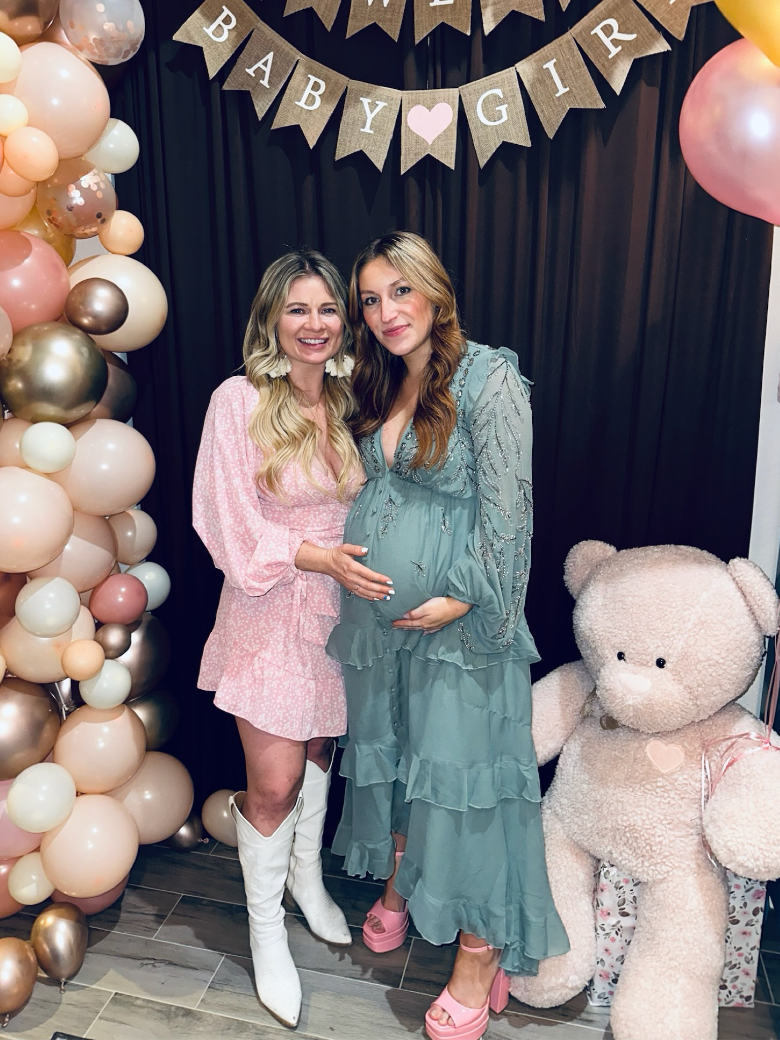 Maternity Dress - Baby Shower Dress - Maternity Baby Shower Dress - Baby Shower Outfit - Maternity Shape Wear - Pink Heels - Chunky Platform Heels - ASOS Dress - ASOS Maternity Dress - Flowy Dress - Amazon Purse - Amazon Earrings - Amazon Shapewear 

#LTKstyletip #LTKbump #LTKshoecrush