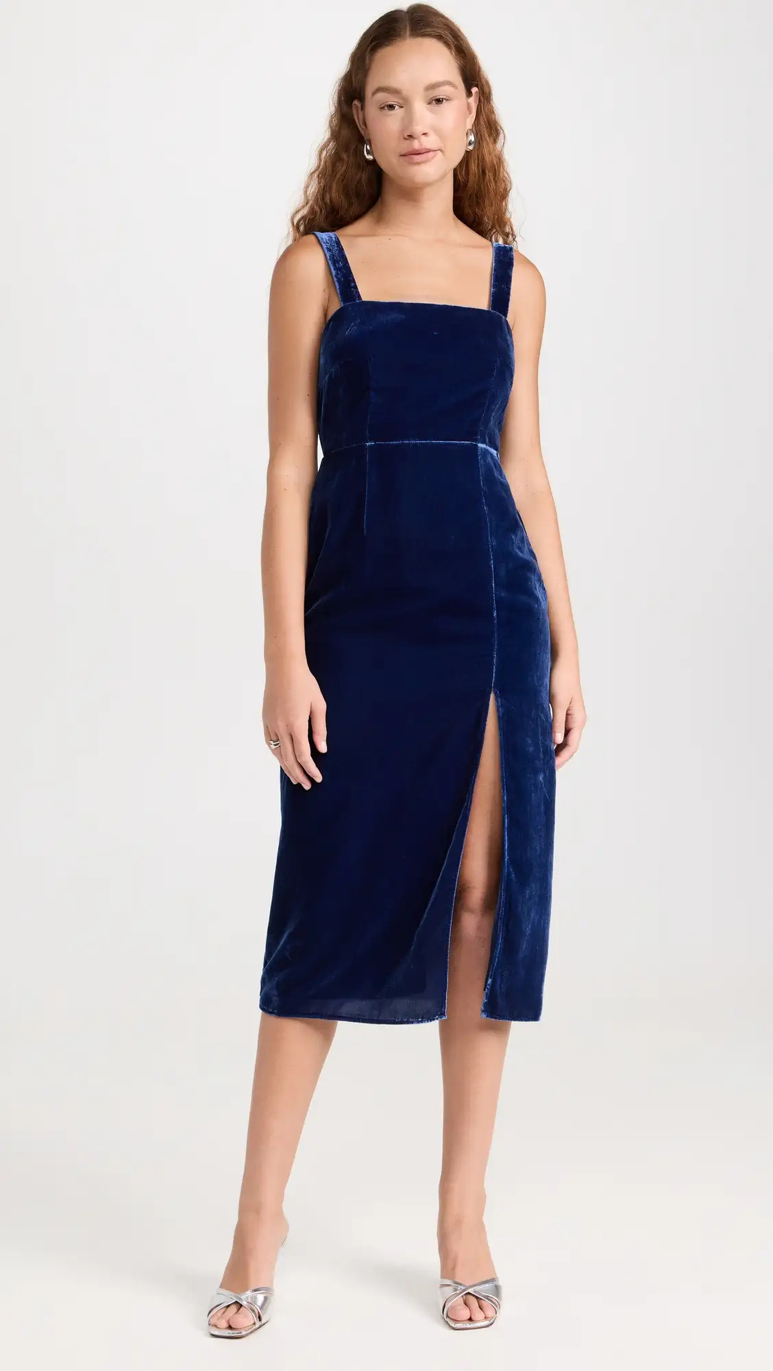 KITRI Mara Navy Velvet Midi Dress | Shopbop | Shopbop