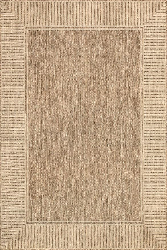 Nuloom Asha Light Brown/Ivory, 8' x 10', Casual, Striped Border, Soft and Cozy, High Traffic, Sta... | Amazon (US)
