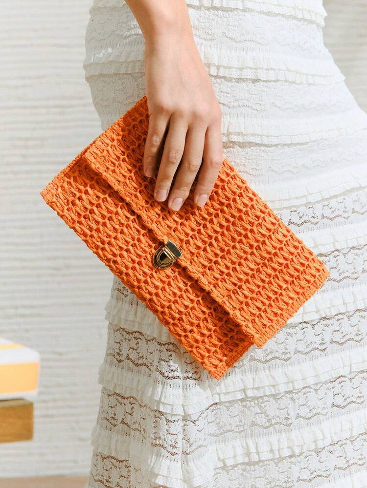 SHECARRY Ladies, Women Clutchs, Straw Bag, Straw Woven Bag, Tassels, Fashionable, Elegant, Simple, Personality, Versatile, For Beach, Vacation, Holiday, Summer, Seaside, Beach Party | SHEIN