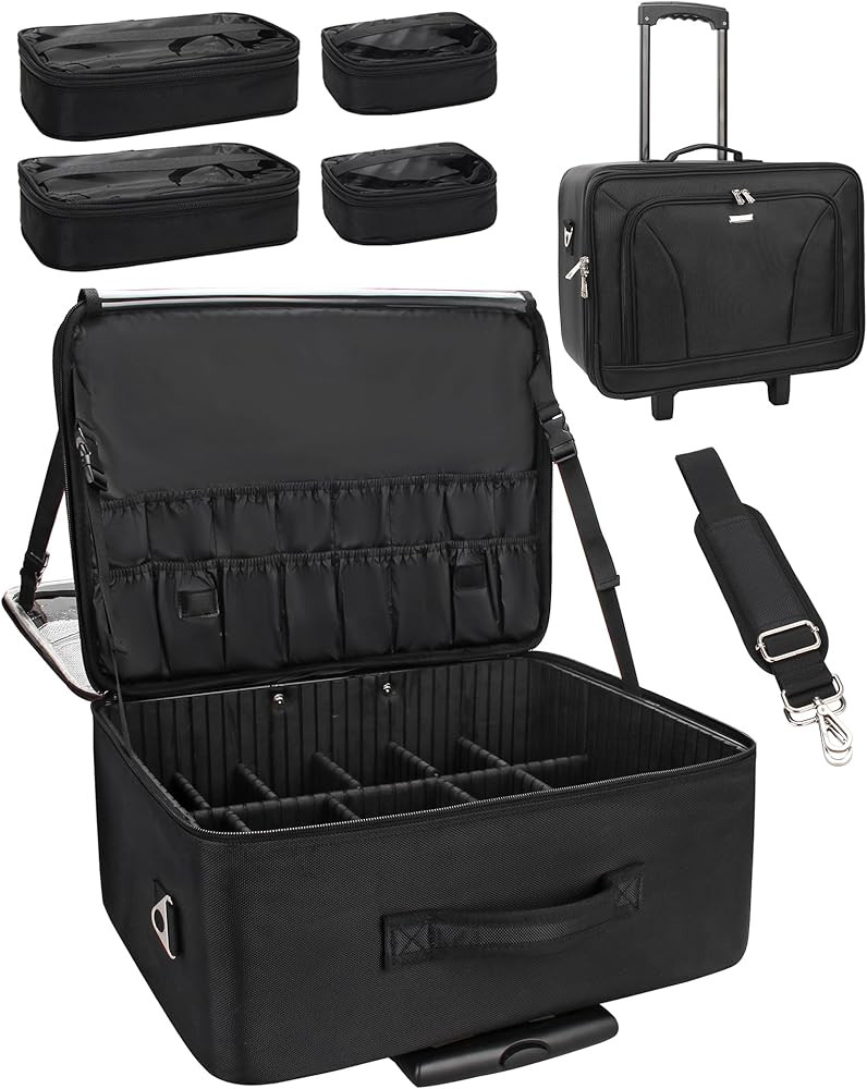 MONSTINA Rolling Makeup Train Case,Trolley Cosmetic Case,3-Layer Cosmetic Organizer,Extra Large M... | Amazon (US)
