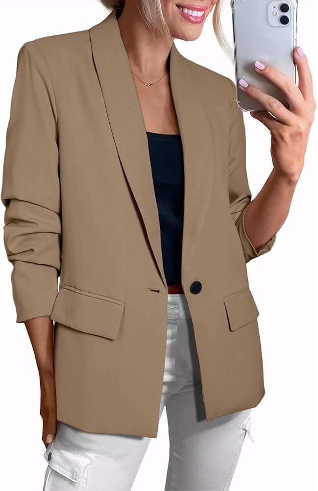 Happy Sailed Womens Long Sleeve Blazer Business Casual Open Front Work Office Suit Jackets | Amazon (US)
