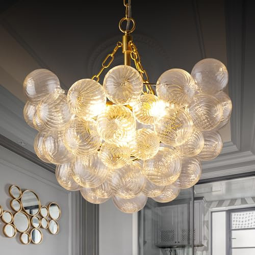 24" Nordic Bubble Ball Glass Chandelier, 8-Light G9 LED Pendant Light | Amazon (US)