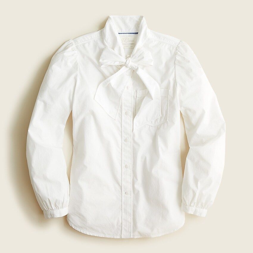 Classic- fit tie-neck cotton poplin shirt | J.Crew US