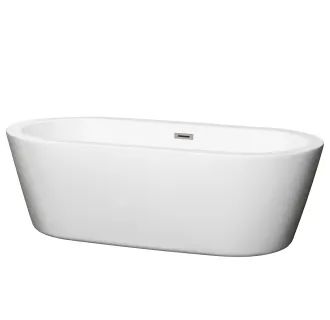 Wyndham Collection Mermaid 71" Free Standing Acrylic Soaking Tub with Center Drain, Pop-Up Drain ... | Build.com, Inc.