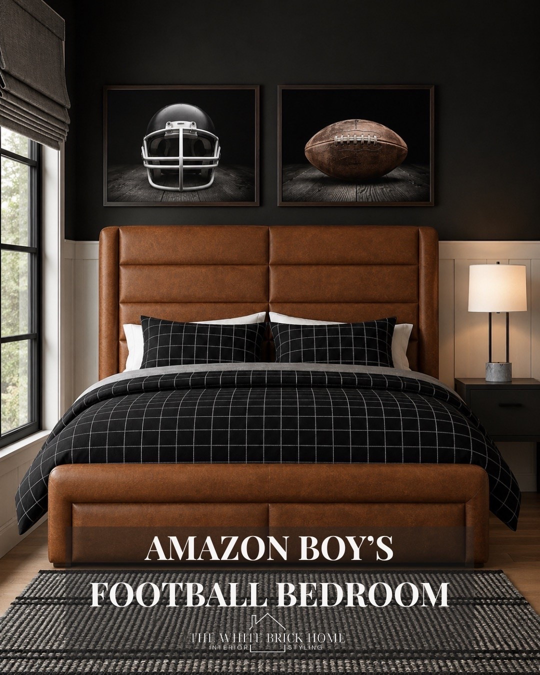 Adorable Amazon finds - including this designer looking bed for under $200! Moody tones, rich textures, and modern football inspired details make this boys bedroom feel effortlessly cool. 
🖤🖤
Boys room, boys bedroom, boys room design, boys room bed, boys room nightstand, boys room rug, boys room bedding, boys room lamp, boys room nightstand,
Boys room bedding, football bedroom, football room, sports bedroom, sports bedroom design, sports room wall art, sports room design, Amazon, Amazon home, Amazon home bedroom, boys room Amazon, affordable bedroom, affordable boys room furniture, Amazon boys room furniture, sports room design, kids bedroom ideas, kids bedroom Amazon, teen boy, teen boy bedroom

#LTKSaleAlert #LTKHome #LTKKids