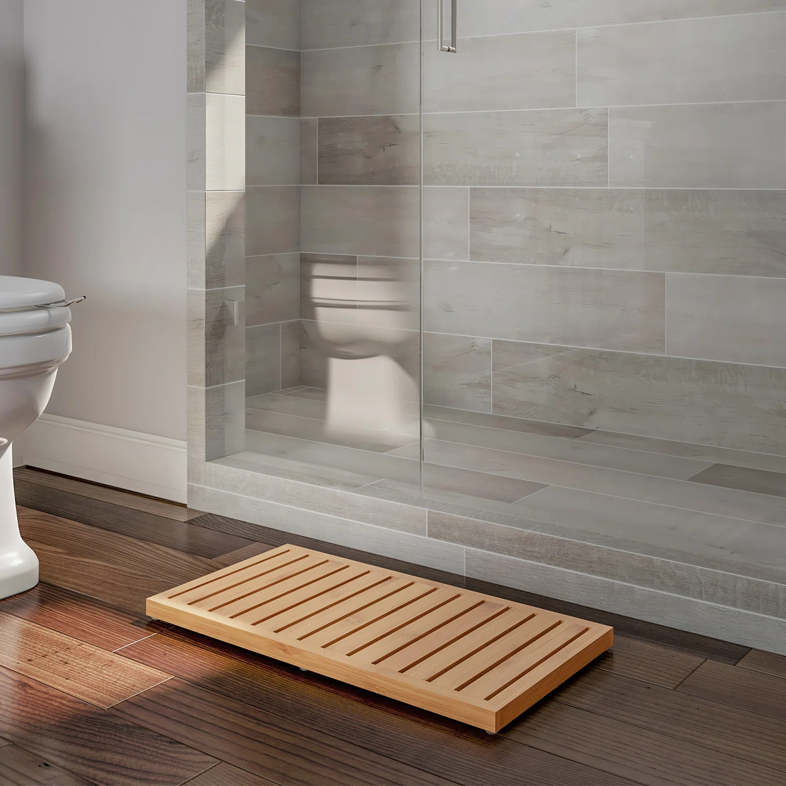 Bay Isle Home™ Zaina Slatted Rectangle Bamboo Non-Slip Striped Bath Mat- Indoor or Outdoor & Re... | Wayfair North America