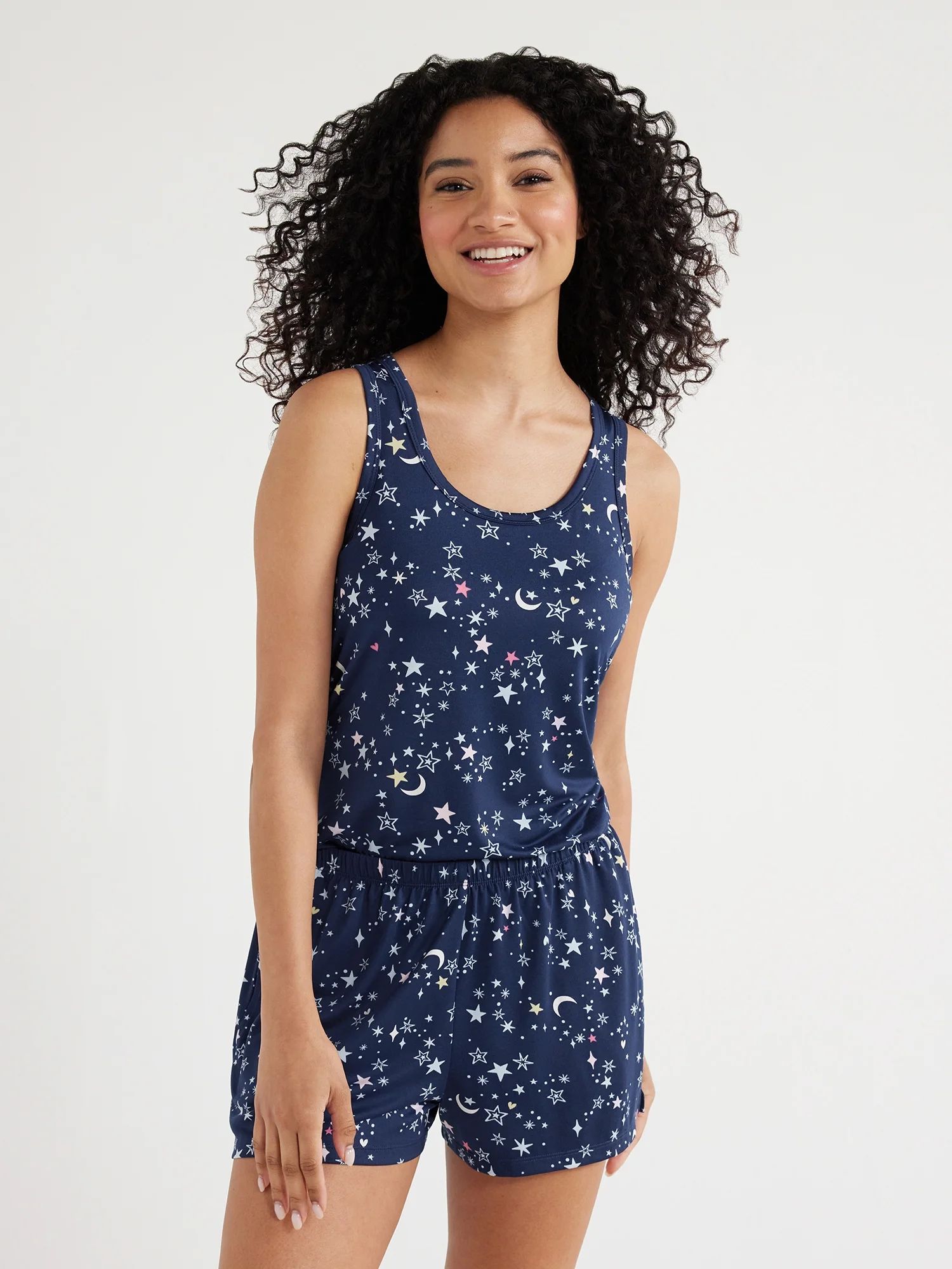 Joyspun Women's Print Tank Top and Shorts Pajama Set, 2-Piece, Sizes S to 3X | Walmart (US)