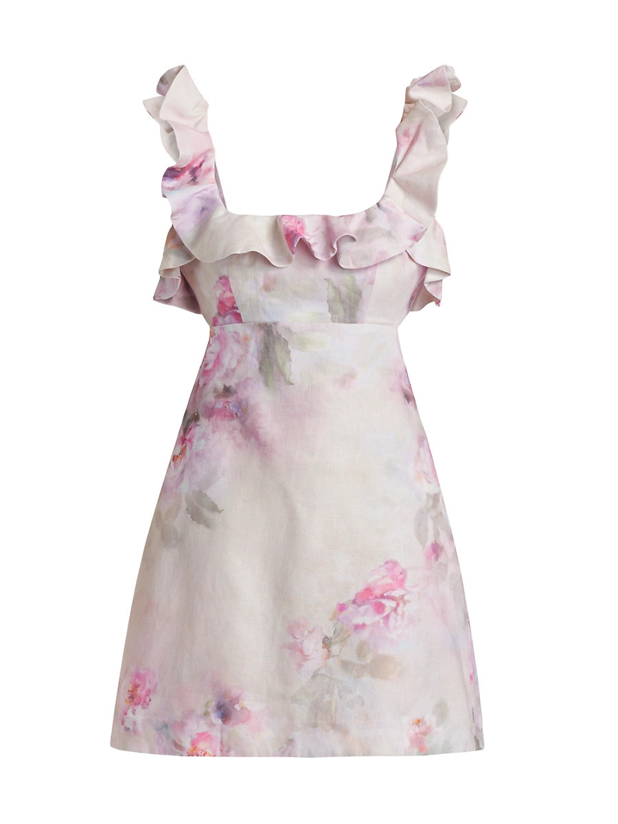 Women's Crush Frill Minidress - Pink Floral - Size 4 | Saks Fifth Avenue